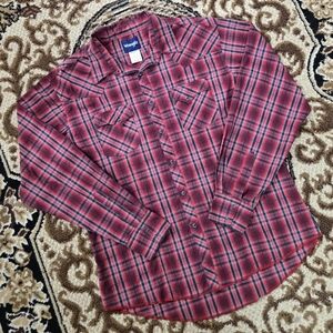 Wrangler Western Plaid Snap Shirt Retro Red Black Cowboy Retro Rodeo Y2K Vintage
